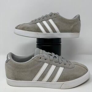 Adidas Courtset Women's Size 6 Skate Suede Gray White Stripe Sneakers